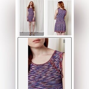 Retail $425 RARE Maje Space Dye Knit Fitted Ruffled Drop Waist Mandala Dress